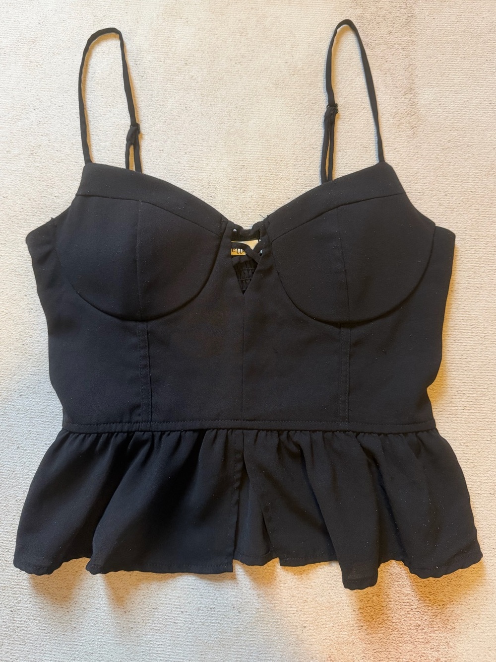 Black Peplum Bustier Crop Top